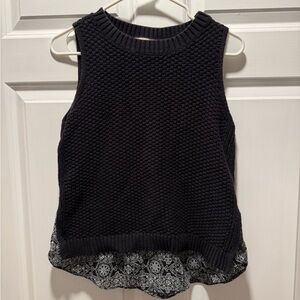 Sleeveless Black Knit Sweater Vest